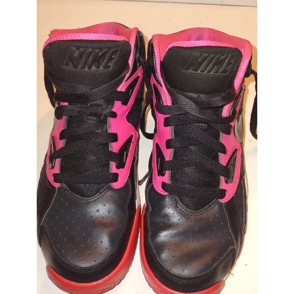 Nike Air Trainer SC High Top Sneakers Girls Size 5.5Y Black Pink 579806-005